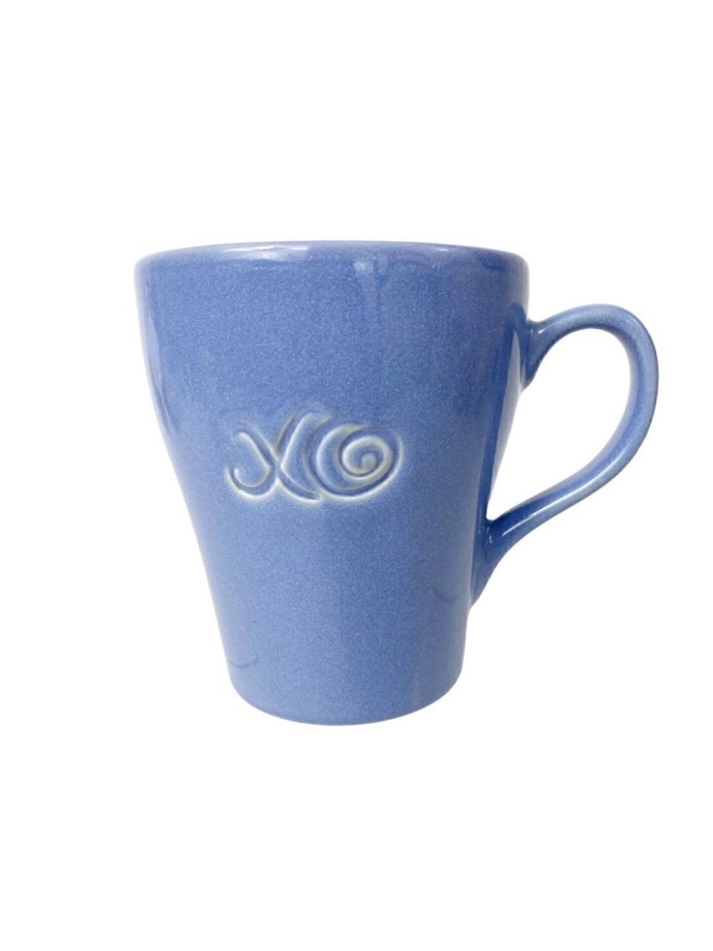 STARBUCKS Coffee XO Embossed Mug periwinkle Blue 2006 Cup 15 oz Hugs Kisses